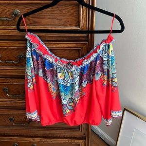 Fashion nova, off the shoulder, CUTE vibrant full of color top